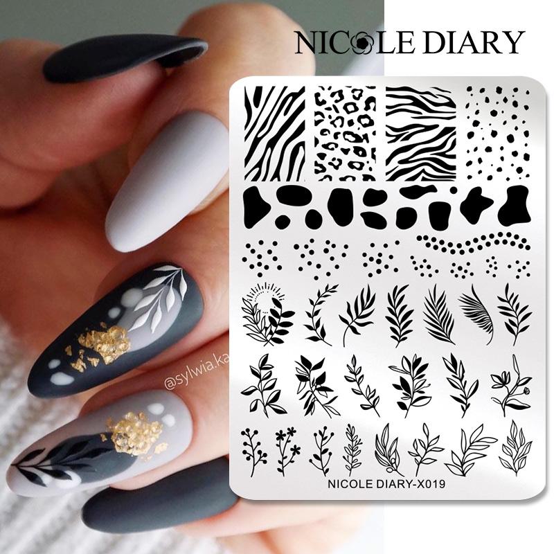 3D Printing Template - NICOLE DIARY Leaves Flower Nail Art