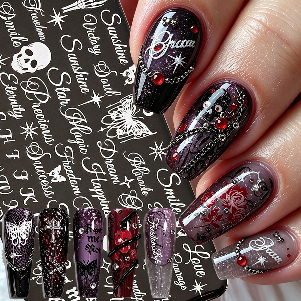 3D Printing Template - 3D Skeleton Skull Butterfly Halloween Nail