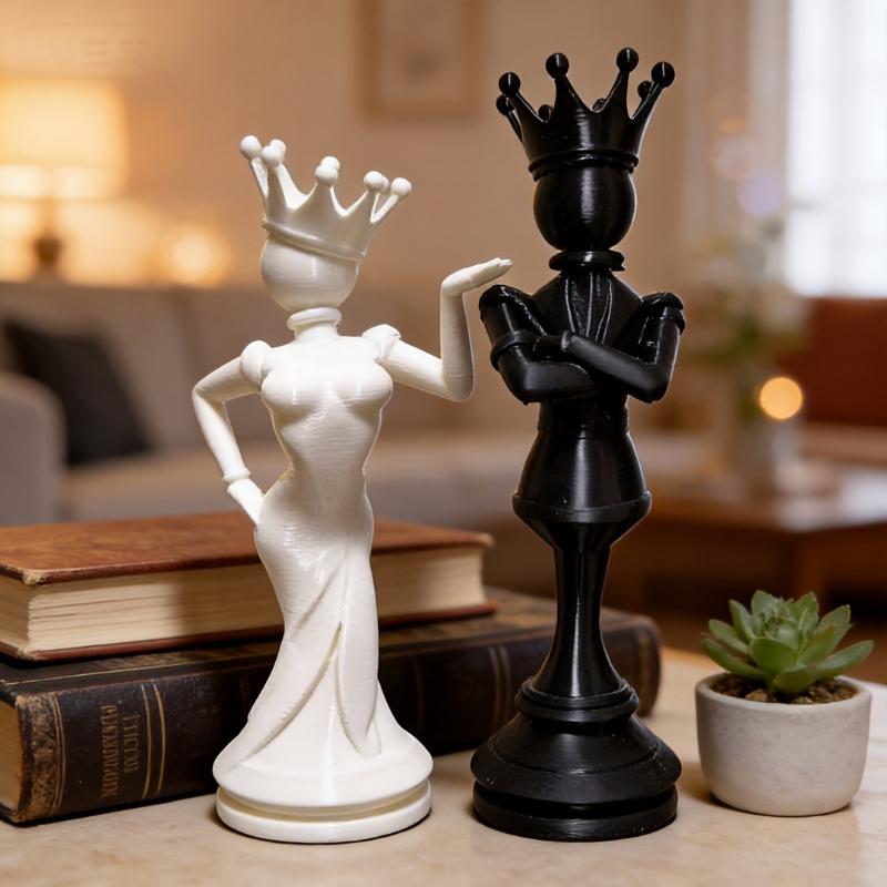 3D Printing Chess - 2Pcs 3D Printed Chess Couple Statues