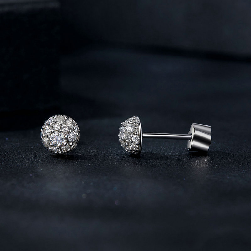 3D Printing Earrings - Bamoer U Half-ball Moissanite Stud Earrings