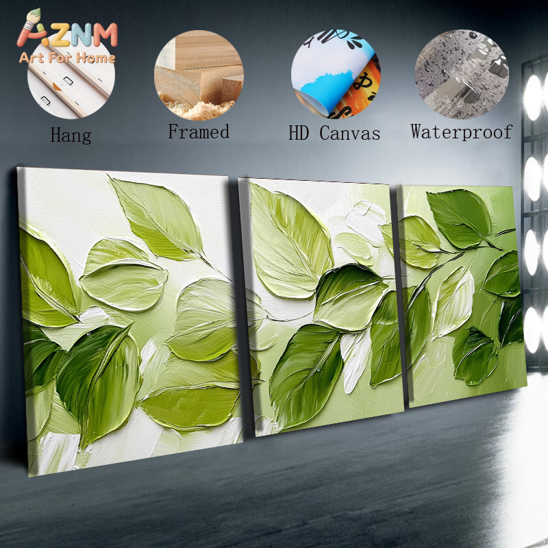 AZNM 3D Textured Green Leaf Im - đánh giá và giá 3D Printing Wall