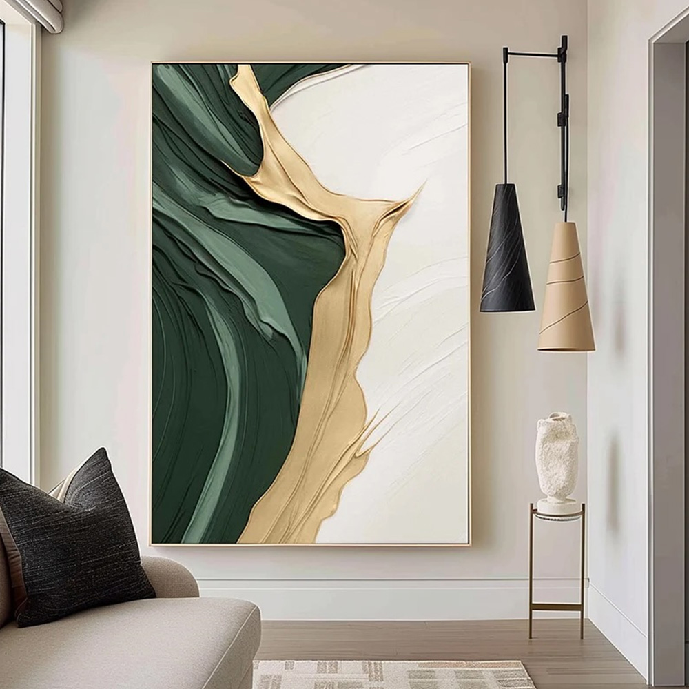 Gold Green Minimalist Abstract - đánh giá và giá 3D Printing Wall