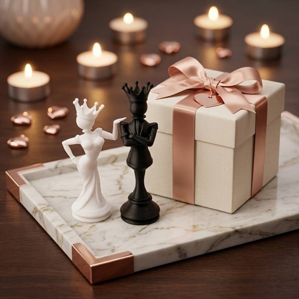 2pcs Lovers Statue 3D Printed  - đánh giá và giá 3D Printing Chess
